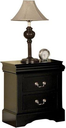 2 Drawers Nightstand in Black Finish