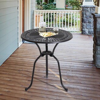Pellebant Outdoor Aluminum Table with Umbrella Hole - 27.36Lx27.36Wx27.56H
