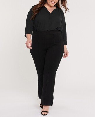 Plus Size Sculpt-Her Pull On Ponte Flare Leg Pant