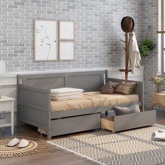 GEROJO Gray High-Quality Solid Pine Wood Daybed with 2 Hideaway Drawers,Adaptable to Anywhere in the House