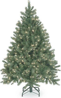 National Tree Company 4.5 ft Pre-Lit 'Feel Real' Artificial Full Downswept Christmas Tree, Green, Douglas Blue Fir, White Lights, Includes Stand