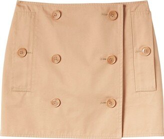 Cotton Gabardine Trench Miniskirt