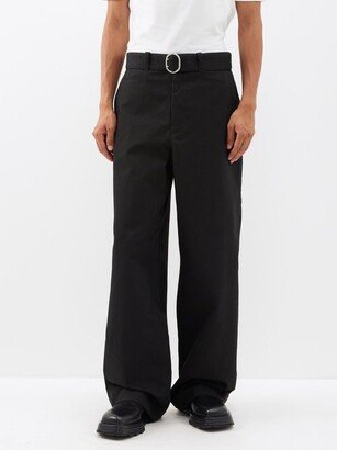 Compact Cotton Canvas Wide Leg Trousers