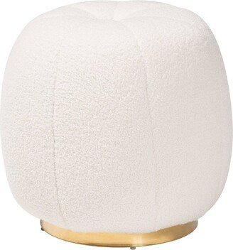 Raelynn Boucle Upholstered and Metal Ottoman Ivory