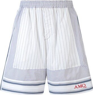 Logo Embroidered Striped Shorts