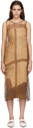 Brown & Beige Silk Tank Dress