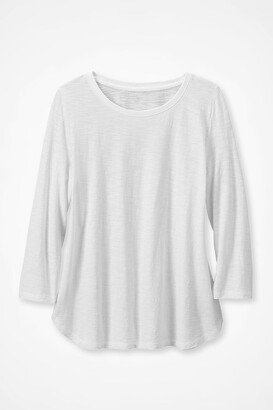Women's Just Right 3/4-Sleeve Slub-Knit T-Shirt - White - PS - Petite Size