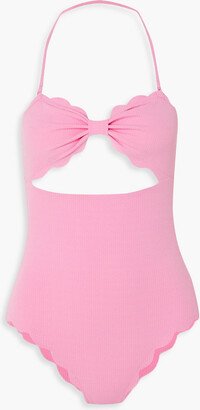 Antibes cutout textured stretch-crepe swimsuit