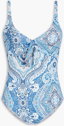 Lisbon knotted paisley-print underwired swimsuit