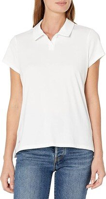 Go-To Heathered Polo Shirt (White Melange) Women's Clothing