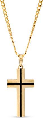 Men's Black Enamel Cross Pendant in 10K Gold – 22