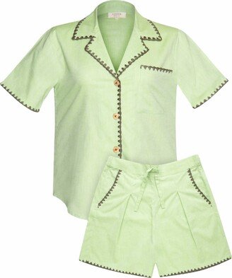 Under Sleepwear Green Braided Linen Set