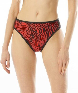 Zebra High Leg Bikini Bottoms (Ruby) Women's Swimwear