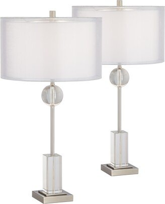 Metal and Crystal Table Lamps - Set of 2