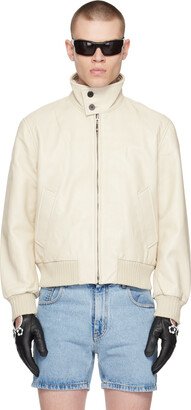 Beige Harrington Leather Jacket