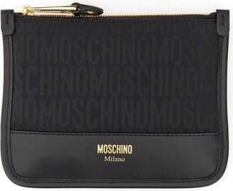 Logo Jacquard Zipped Clutch Bag-AA