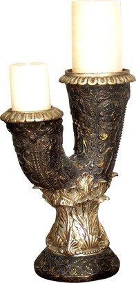 Seasonal Abode Candle Holder - Brown/Antique Gold