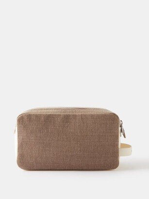 Two-zip Leather-trim Canvas Washbag