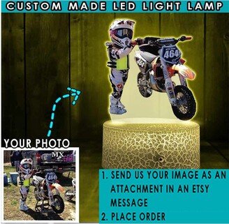 Dirt Bike Mx Riders Gifts Motocross Personalized Printed Night Light, 3D Lamp, Biker Presents, Unique For Motorcycle Lovers