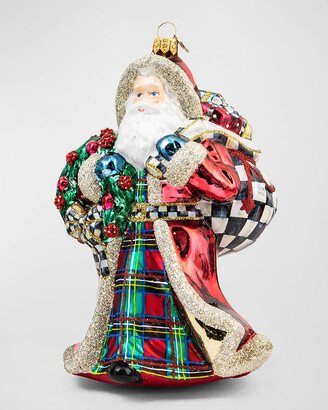 Glass Tartastic Father Christmas Holiday Ornament