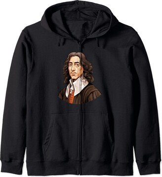 Baruch Spinoza Philosophy Art Designs Baruch Spinoza Comic Zip Hoodie