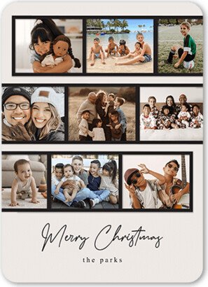Holiday Cards: Filmstrip Sequence Holiday Card, Grey, 5X7, Christmas, Pearl Shimmer Cardstock, Rounded