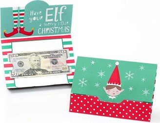 Big Dot of Happiness Elf Squad - Kids Elf Christmas and Birthday Party Money and Gift Card Holders - Set of 8