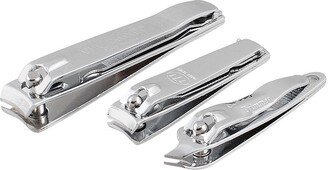 Unique Bargains Stainless Steel Fingernail Slanted Toenail Clippers Nail Clippers Set Silver Tone 3 Pcs