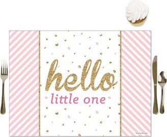 Big Dot of Happiness Hello Little One - Pink and Gold - Party Table Decorations - Girl Baby Shower Placemats - Set of 16