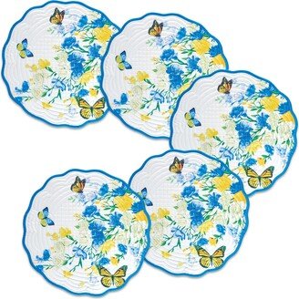 Collections Etc Spring Floral and Butterfly Placemats - Set of 5