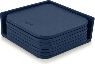 Godi. Small Leather Coasters - Set Of 6 - Navy Blue