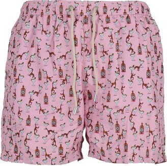 All-Over Printed Drawstring Swim Shorts