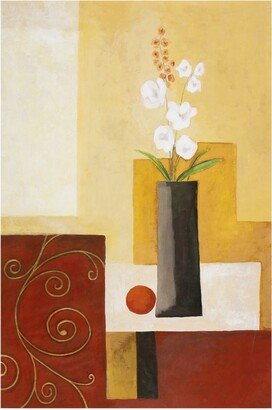 Pablo Esteban White Flowers in Black Vase Canvas Art - 15.5