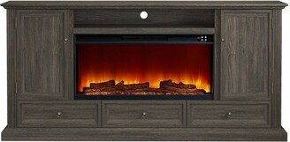 72 Vintage TV Stand for TVs up to 70 with Electric Fireplace Brown - Festivo