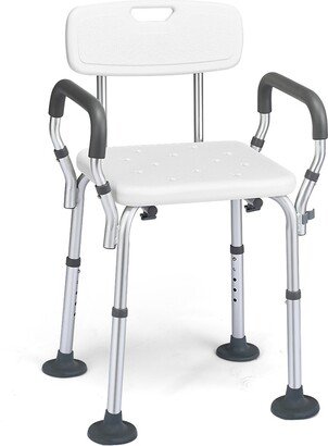 Shower Chair Bathtub Adjustable Height Bench w/ Removable Armrests & Back