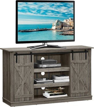 Sliding Barn TV Stand Console Table for TV's Up to 60'' Entertainment Center Grey