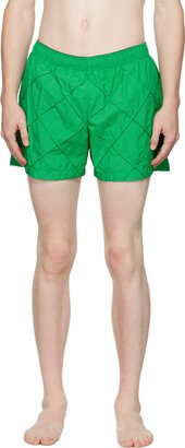 Green Paneled Swim Shorts