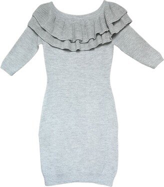 Inkanti Nina Pale Grey Dress In Baby Alpaca Wool