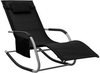 Sun Lounger Textilene Black and Gray-AA