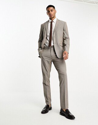 slim fit suit pants in brown houndstooth