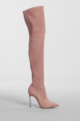 Blade High Heels Boots In Rose-pink Suede