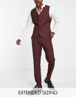 slim suit trousers in burgundy