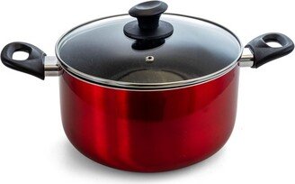 Gibson Merrion 6 Quart Aluminum Dutch Oven Baking Dish with Glass Lid in Red