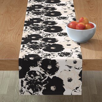 Table Runners: Vintage Roses - Black & Cream Table Runner, 72X16, Black