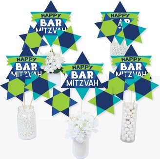 Big Dot Of Happiness Blue Bar Mitzvah - Boy Party Centerpiece Sticks - Table Toppers - Set of 15