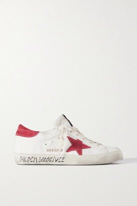 Super-star Suede-trimmed Distressed Leather Sneakers - Cream