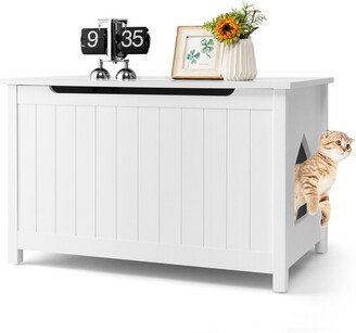 Wooden Cat Litter Box Enclosure with Top Opening Side Table Furniture