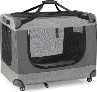 Extra Large Portable Folding Dog Soft Crate w/ 4 Lockable Wheels Cat Carrier