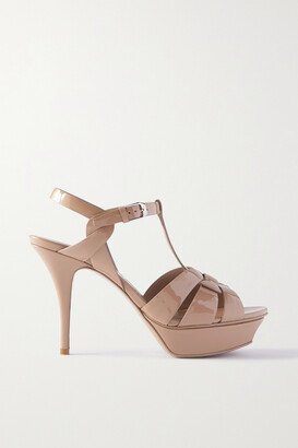 Tribute Woven Patent-leather Platform Sandals - Neutrals