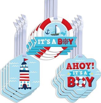 Big Dot of Happiness Ahoy It's a Boy - Assorted Hanging Nautical Baby Shower Favor Tags - Gift Tag Toppers - Set of 12